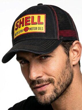 Shell Vintage Workwear Trucker Hat - Gorpcore Motor Oil Mesh Snapback Unisex